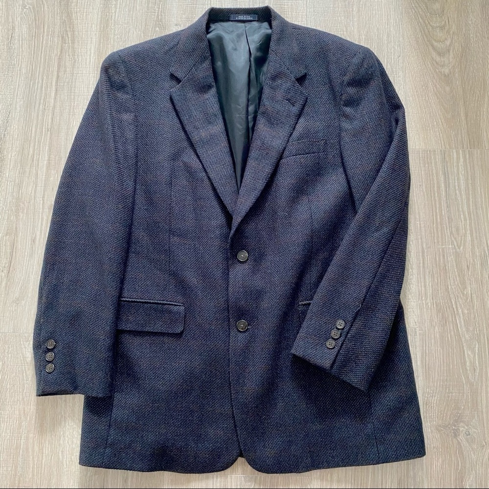 Austin Reed Wool Navy Plaid 2 Button Blazer Sz 42R